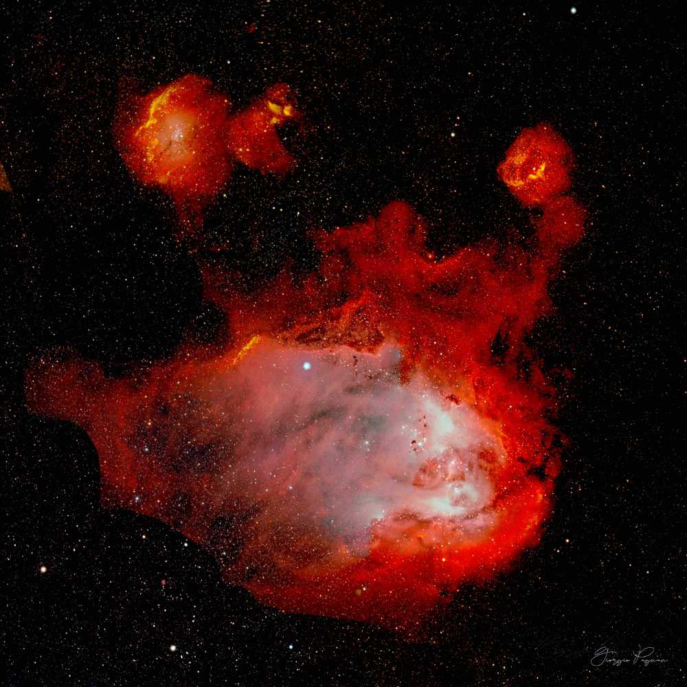 Running Chicken Nebula with hydrogen and sulphur gas